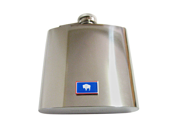 Wyoming State Flag Pendant 6 Oz. Stainless Steel Flask