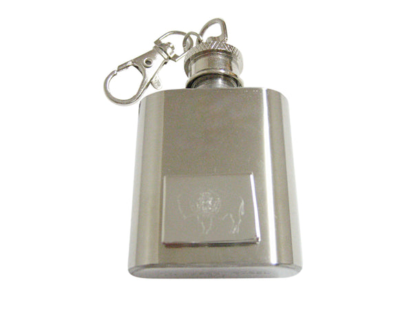 Wyoming State Map Shape and Flag Design 1 Oz. Stainless Steel Key Chain Flask