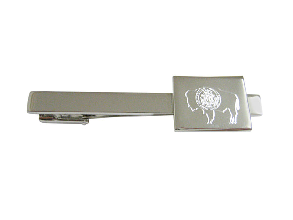Wyoming State Map Shape and Flag Design Square Tie Clip