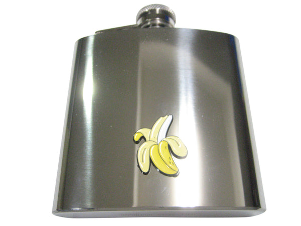 Yellow Toned Flat Peeled Banana Fruit 6oz Flask