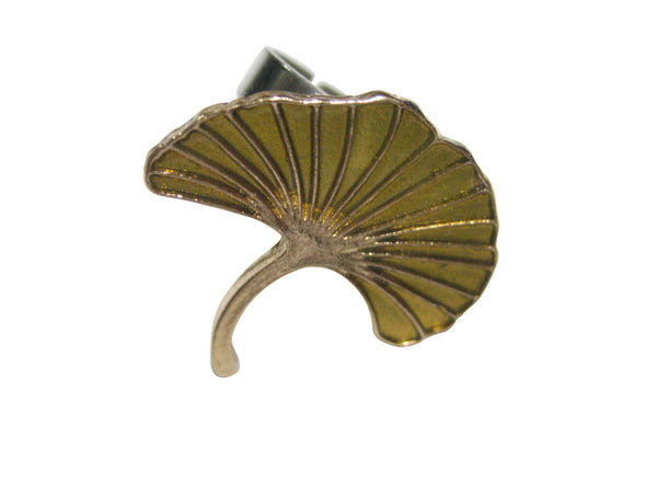 Yellow Toned Ginkgo Biloba Maidenhair Tree Leaf Adjustable Size Fashion Ring