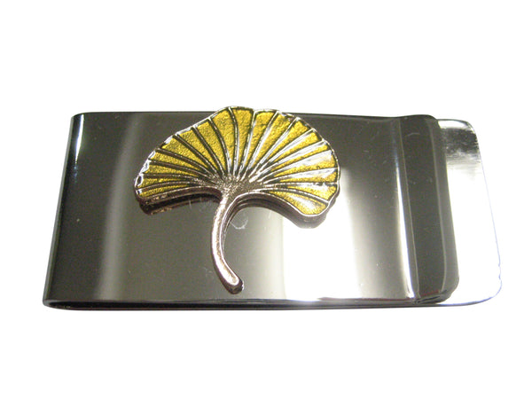 Yellow Toned Ginkgo Biloba Maidenhair Tree Leaf Money Clip