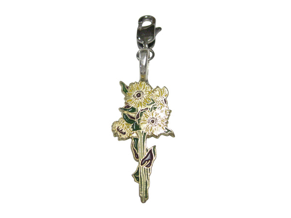 Yellow Toned Sunflower Pendant Zipper Pull Charm