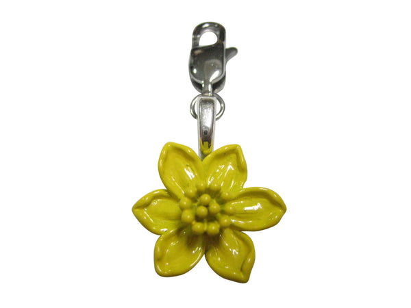 Yellow Toned Welsh Daffodil Flower Pendant Zipper Pull Charm