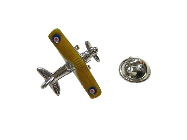 Dark Yellow Retro War Biplane Lapel Pin