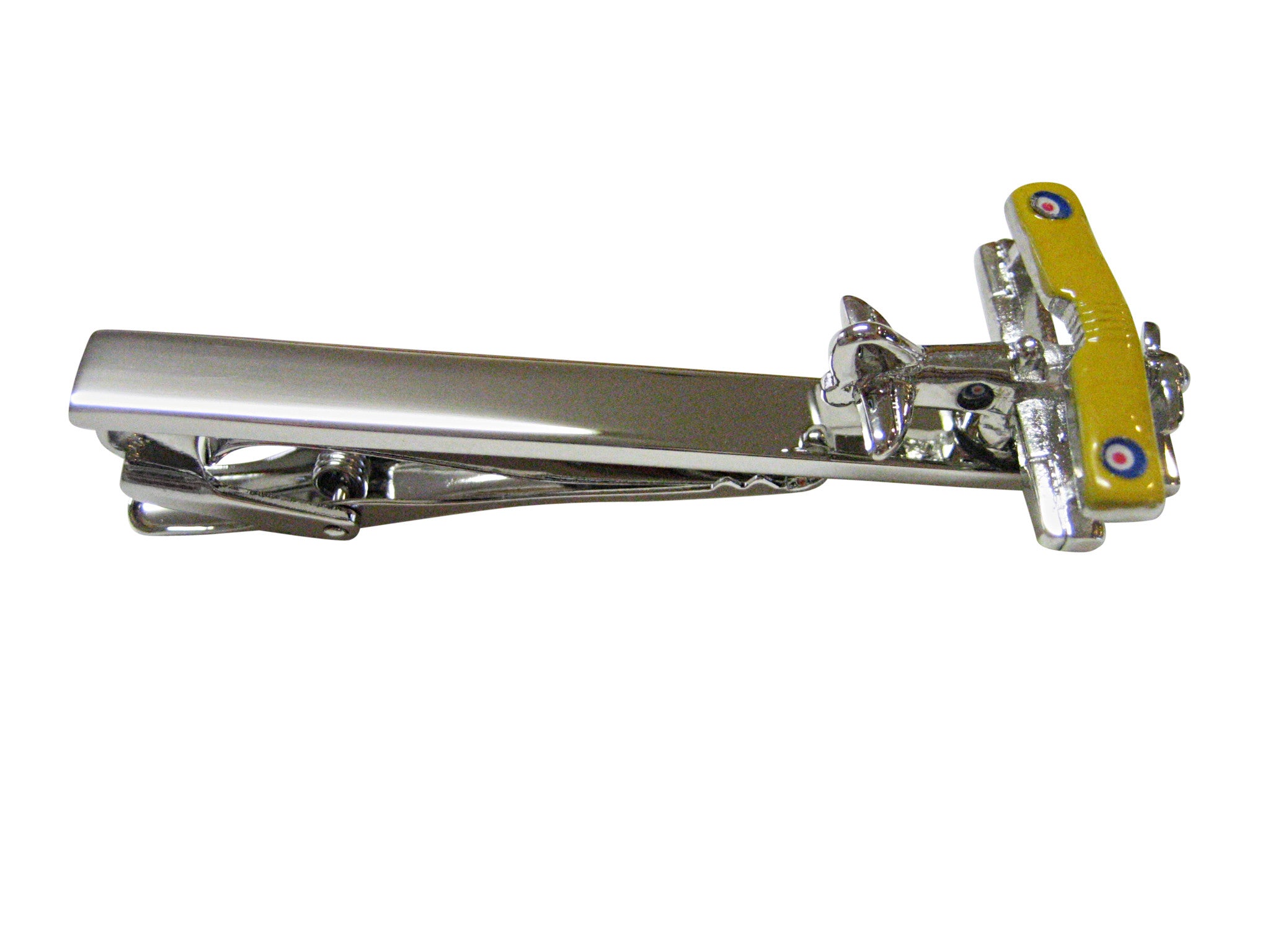 Yellow Retro Biplane Square Tie Clip