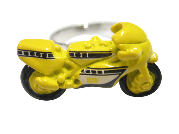 Yellow Toned Sporty Motorcycle Adjustable Size Fashion Ring