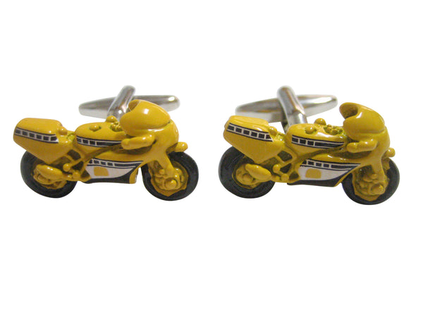 Yellow Toned Sporty Motorcycle Cufflinks