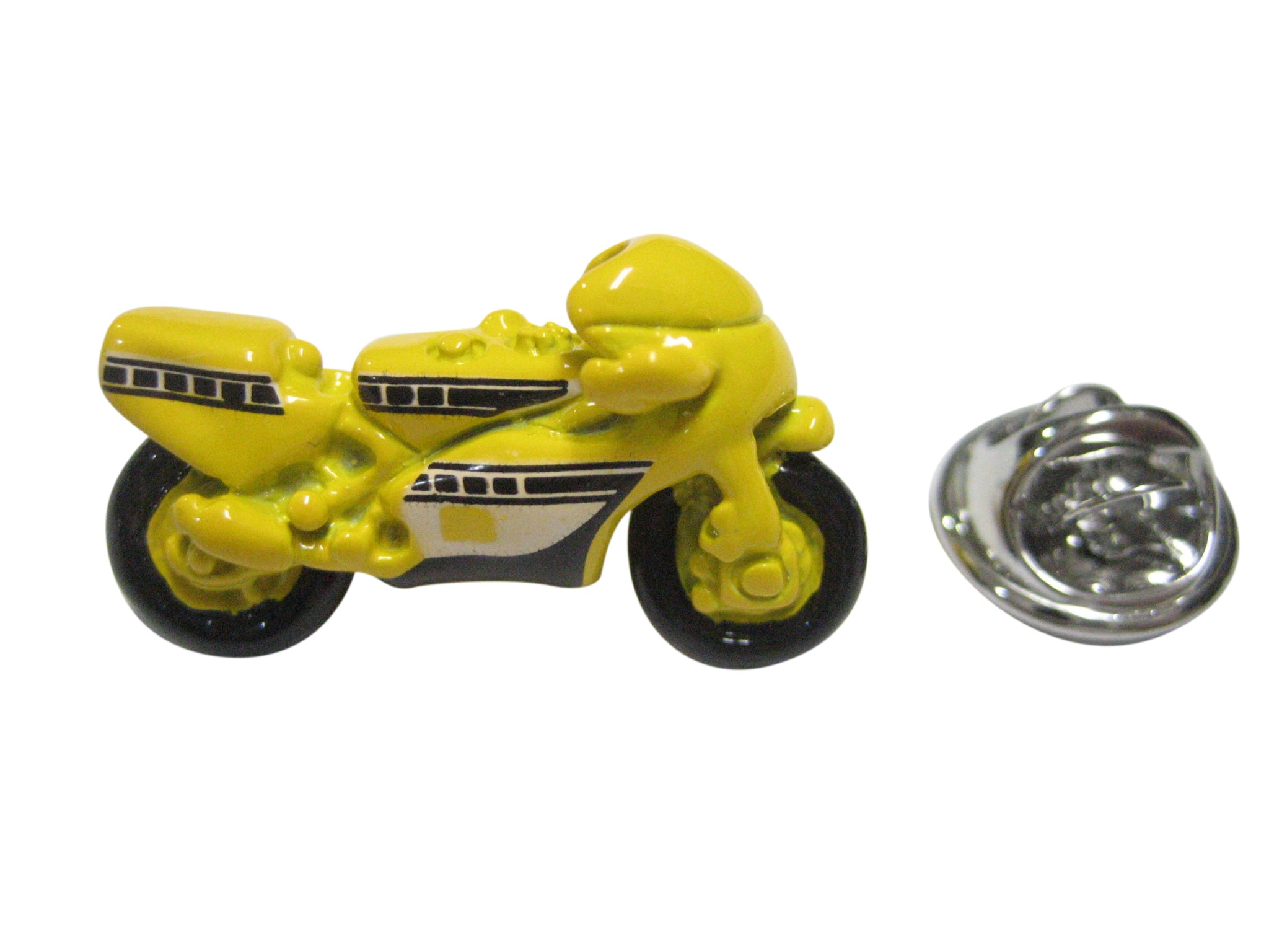 Yellow Toned Sporty Motorcycle Lapel Pin