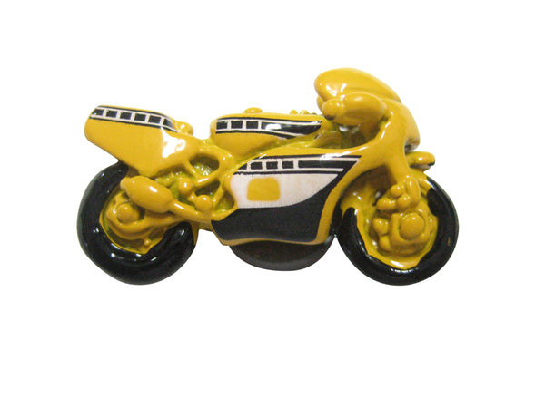 Yellow Toned Sporty Motorcycle Magnet