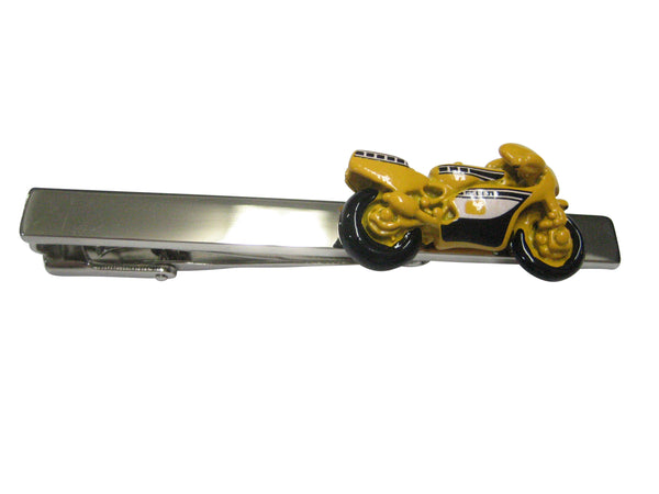 Yellow Toned Sporty Motorcycle Tie Clip