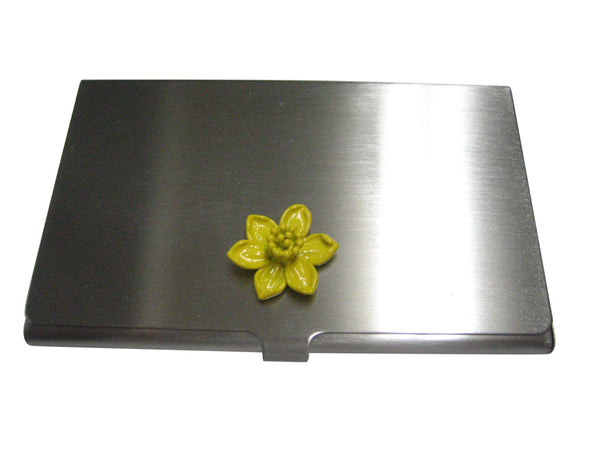 Yellow Toned Welsh Daffodil Flower Business Card Holder