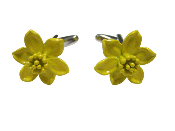 Yellow Toned Welsh Daffodil Flower Cufflinks