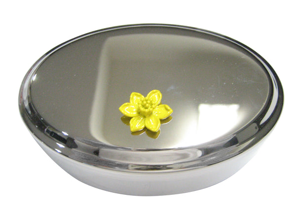 Yellow Toned Welsh Daffodil Flower Oval Trinket Jewelry Box