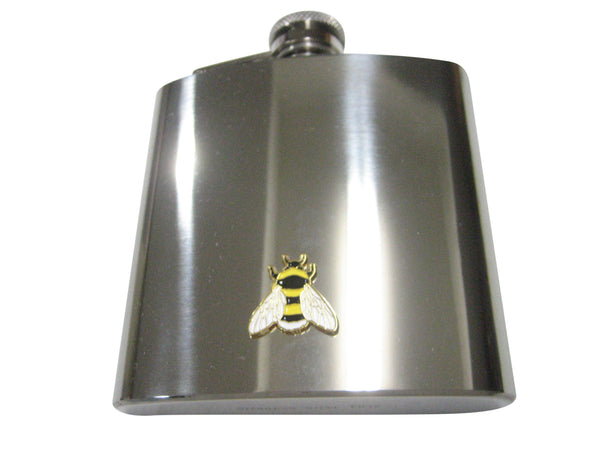 Yellow and Black Toned Bumble Bee Insect Bug 6oz Flask