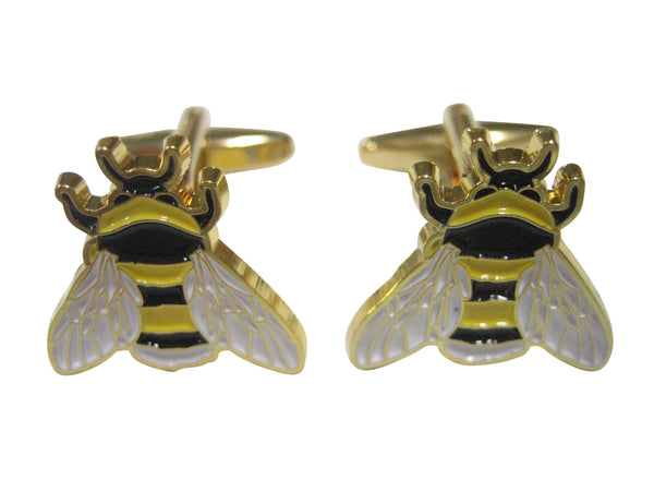 Yellow and Black Toned Bumble Bee Insect Bug Cufflinks