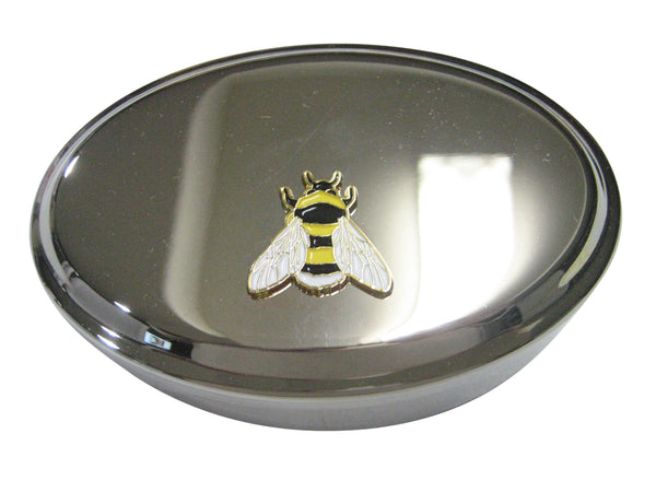 Yellow and Black Toned Bumble Bee Insect Bug Oval Trinket Jewelry Box