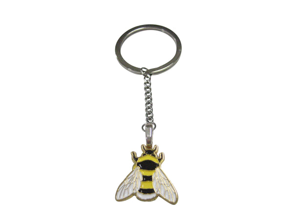 Yellow and Black Toned Bumble Bee Insect Bug Pendant Keychain
