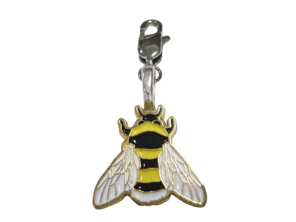 Yellow and Black Toned Bumble Bee Insect Bug Pendant Zipper Pull Charm