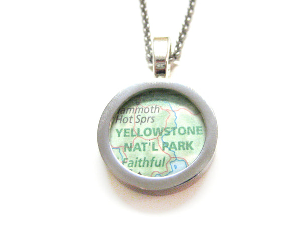Yellowstone National Park Map Pendant Necklace