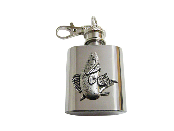 Zander Walleye Fish 1 Oz. Stainless Steel Key Chain Flask