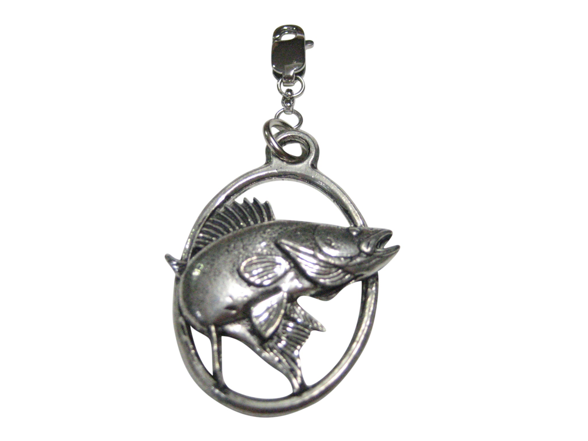 Zander Walleye Fish Large Oval Pendant Zipper Pull Charm