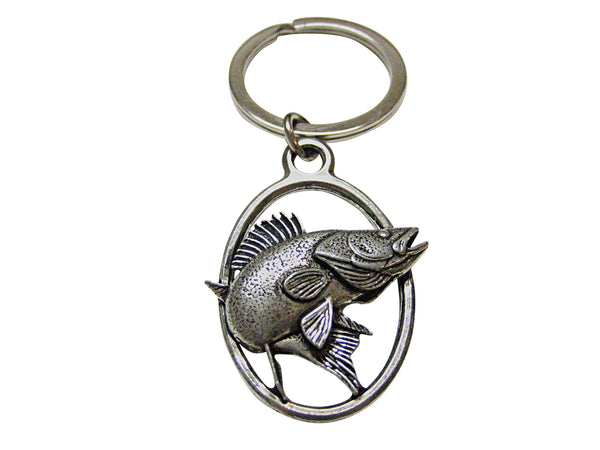 Zander Walleye Fish Oval Key Chain