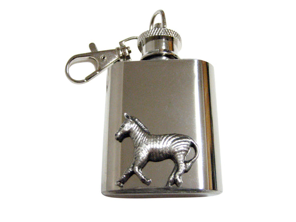 Zebra Pendant 1 Oz. Stainless Steel Key Chain Flask