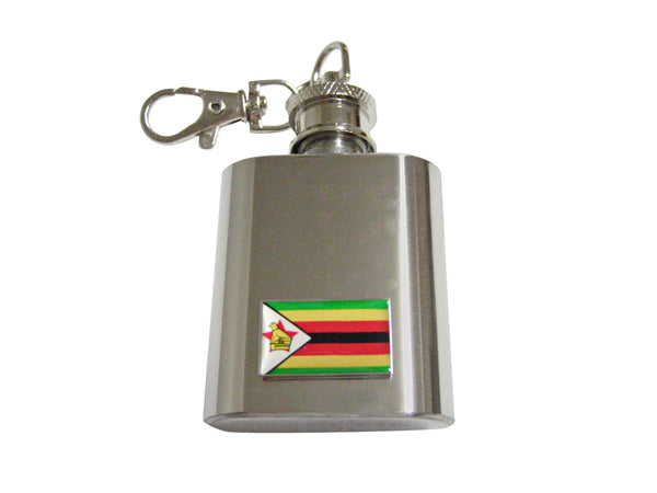 Zimbabwe Flag 1 Oz. Stainless Steel Key Chain Flask