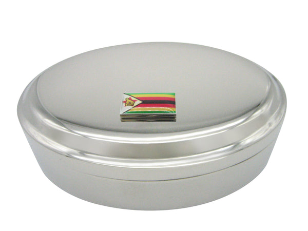 Zimbabwe Flag Pendant Oval Trinket Jewelry Box