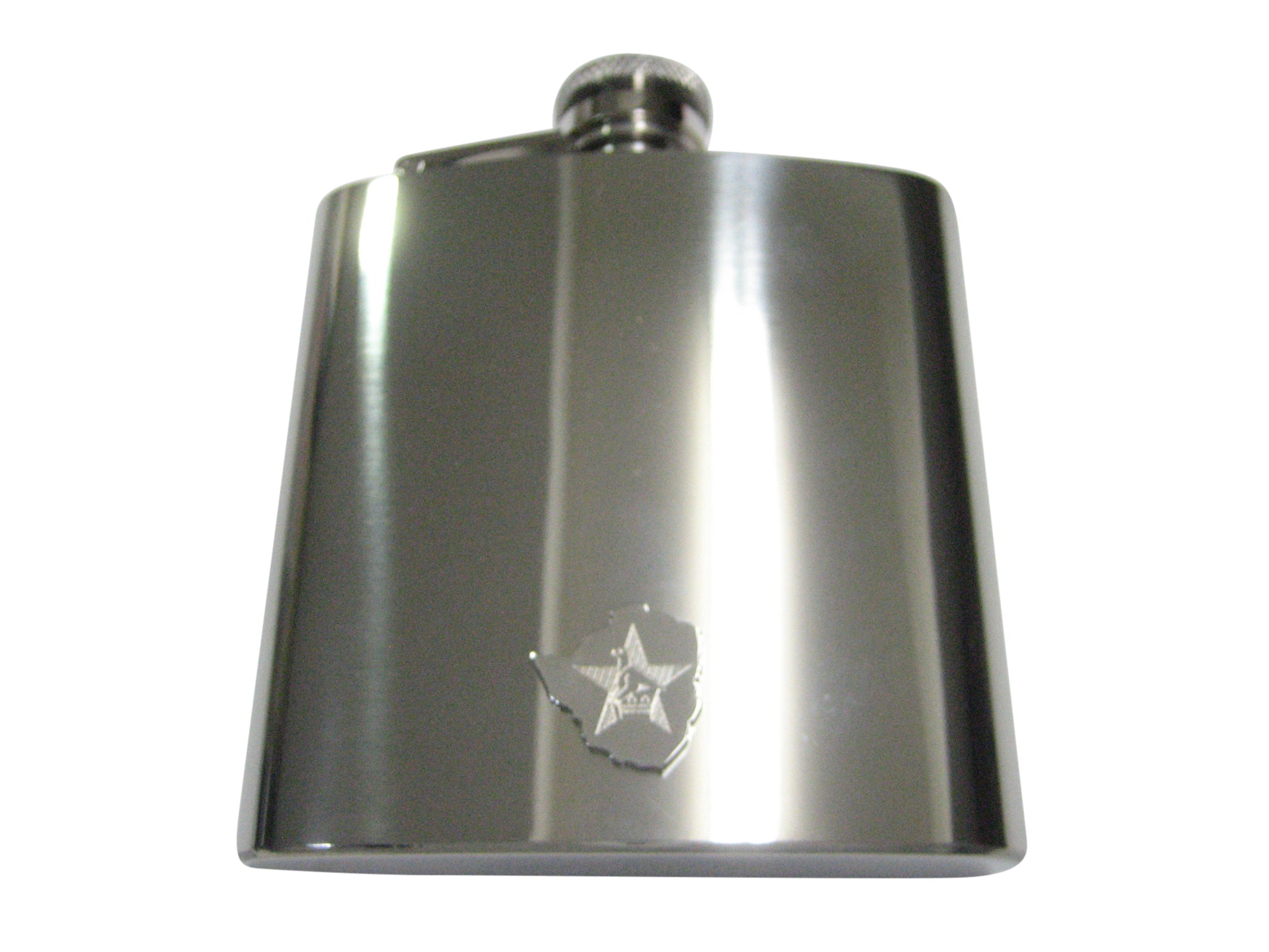 Zimbabwe Map Shape and Flag Design 6oz Flask