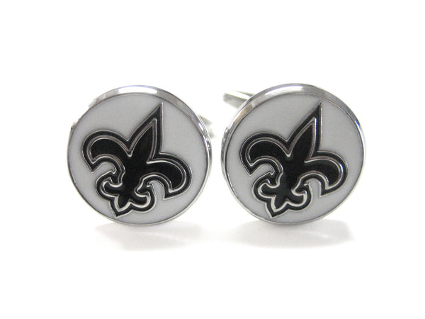 Fleur de Lys Black and White Cufflinks