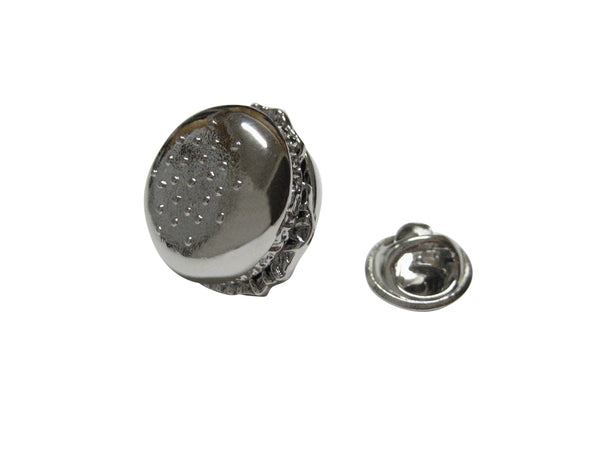 Silver Toned Metal Hamburger Lapel Pin