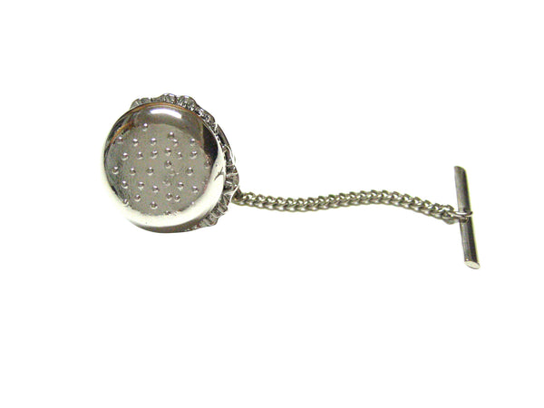 Silver Toned Metal Hamburger Tie Tack