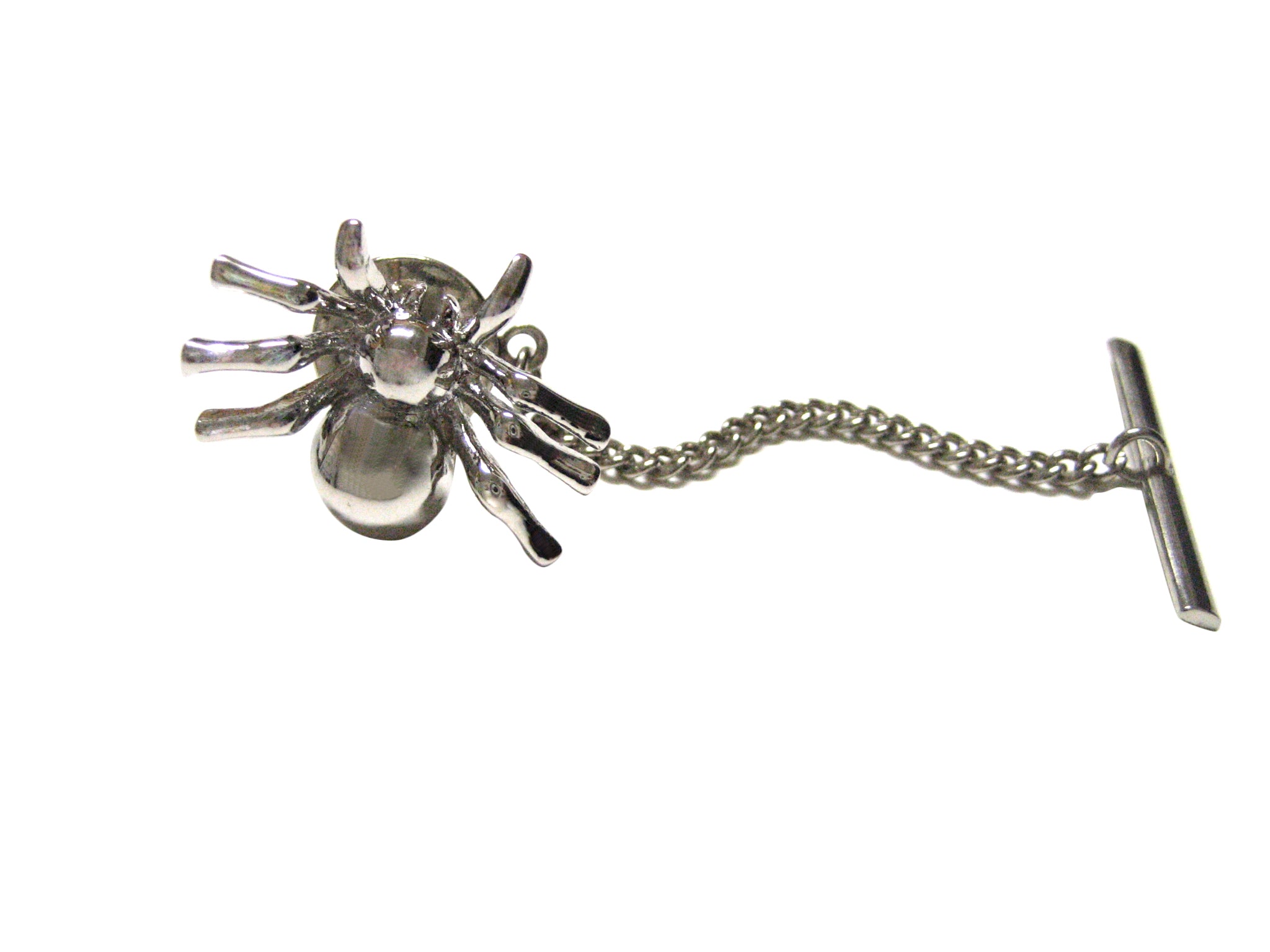 metal shiny spider tie tack