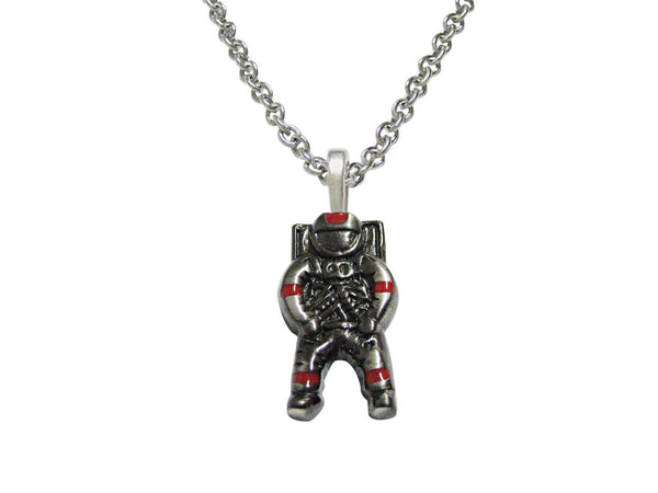 Gunmetal Toned Space Astronaut Pendant Necklace